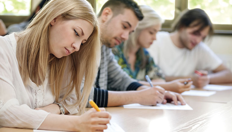 Students taking a test