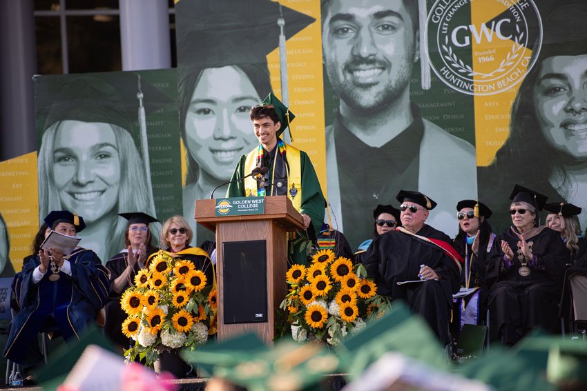 GWC student speaking at graduation