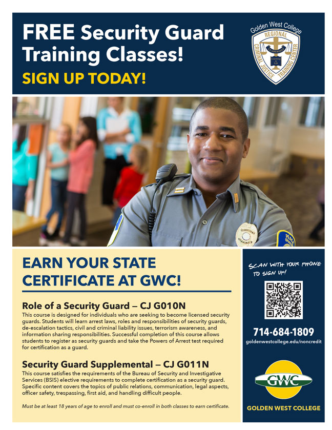 GWC - Noncredit - Security Guard Certificate