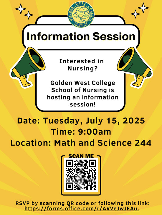 Golden West College School of Nursing hosting an information session - July 15